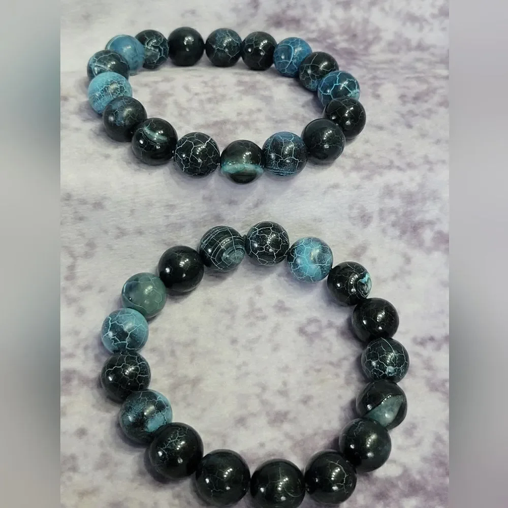 Blue Agate Beaded Bracelet‎